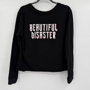 Beautiful‎ Disaster Women's Shirt Large Y2K Gothic Punk Emo Long Sleeve Tee